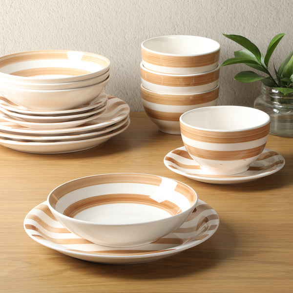Gibson Home Gibson Home Kenwood Shores 16 Piece Dinnerware Set Stoneware Hand-Painted Plates And Bowls Service For 4 Microwave & Dishwasher Safe