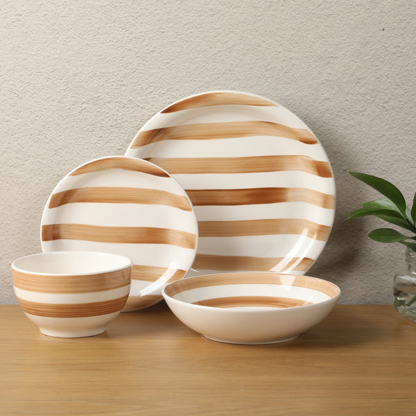 Gibson Home Gibson Home Kenwood Shores 16 Piece Dinnerware Set Stoneware Hand-Painted Plates And Bowls Service For 4 Microwave & Dishwasher Safe