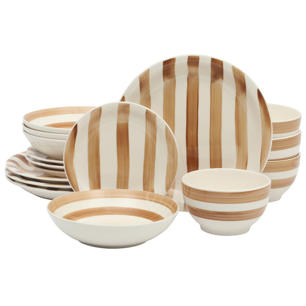 gibson home Gibson Home Kenwood Shores 16 Piece Dinnerware Set Stoneware Hand-Painted Plates and Bowls Service for 4 Microwave & Dishwasher Safe