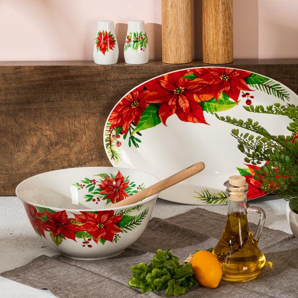 Gibson Home Gibson Home Magic Poinsettia 4 Piece Serving And Accessories Set