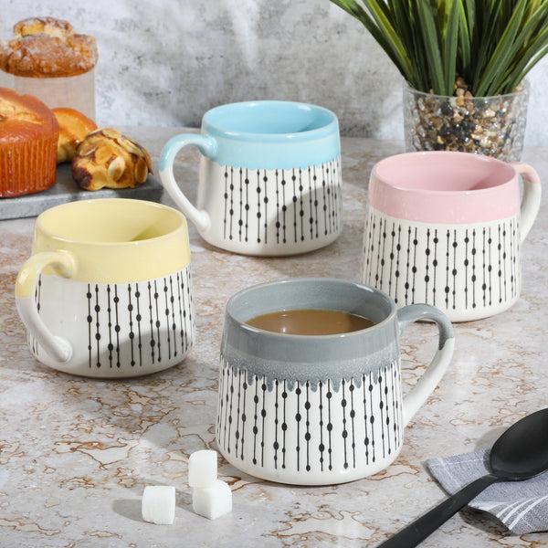 Gibson Home Gibson Home Morning Mist 15oz 4-Pack Belly Shaped Stoneware Mug Set