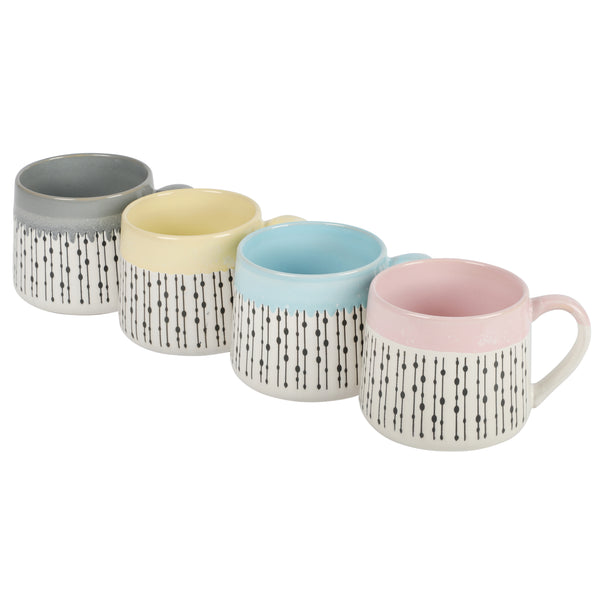 Gibson Home Gibson Home Morning Mist 15oz 4-Pack Belly Shaped Stoneware Mug Set