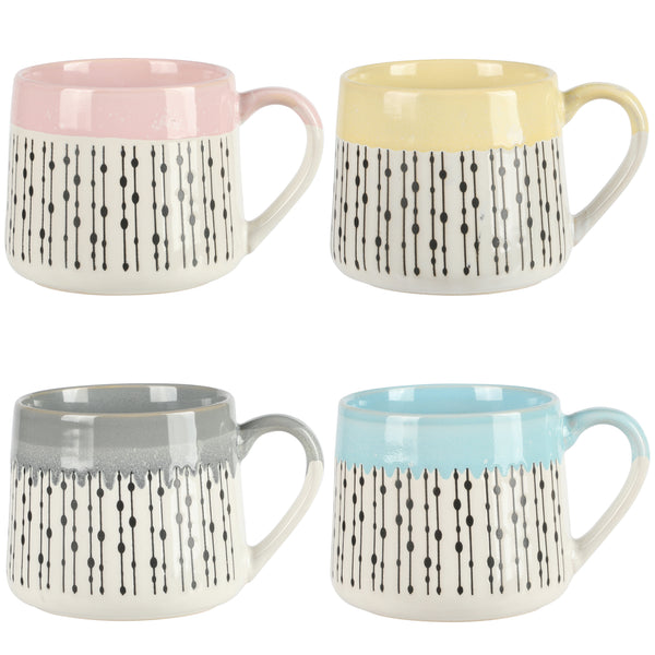 gibson home Gibson Home Morning Mist 15oz 4-Pack Belly Shaped Stoneware Mug Set