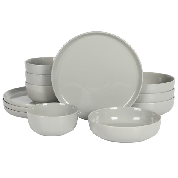 gibson home Gibson Home Oslo 12-Piece Porcelain Double Bowl Dinnerware Set
