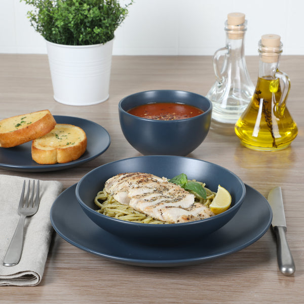 Gibson Home Gibson Home Queenslane 16 Piece Double Bowl Plates And Bowls Dinnerware Set