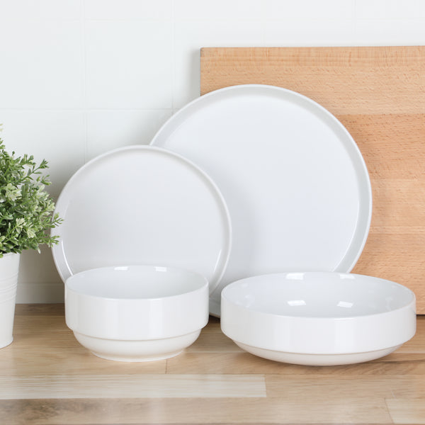 Gibson Home Gibson Home Rothernberg 16 Piece Stackable Porcelain Plates And Bowls Dinnerware Set