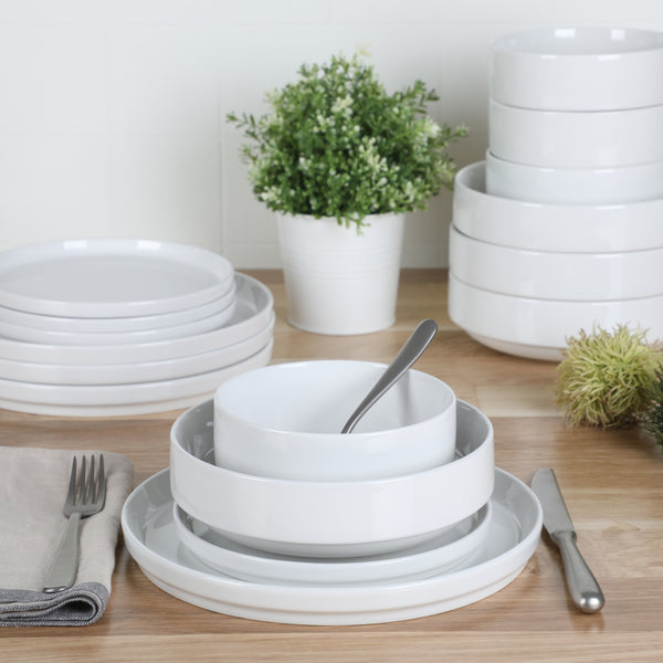 Gibson Home Gibson Home Rothernberg 16 Piece Stackable Porcelain Plates And Bowls Dinnerware Set