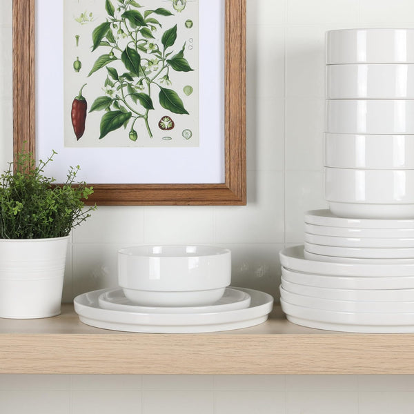 Gibson Home Gibson Home Rothernberg Stackable 18 Piece Service For 6 White Porcelain Plates And Bowls Set