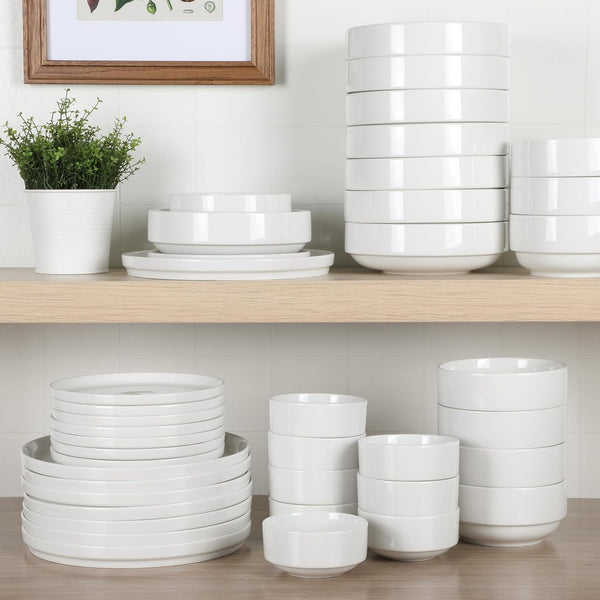 Gibson Home Gibson Home Rothernberg Stackable 40 Piece Service For 8 White Porcelain Plates And Bowls Set