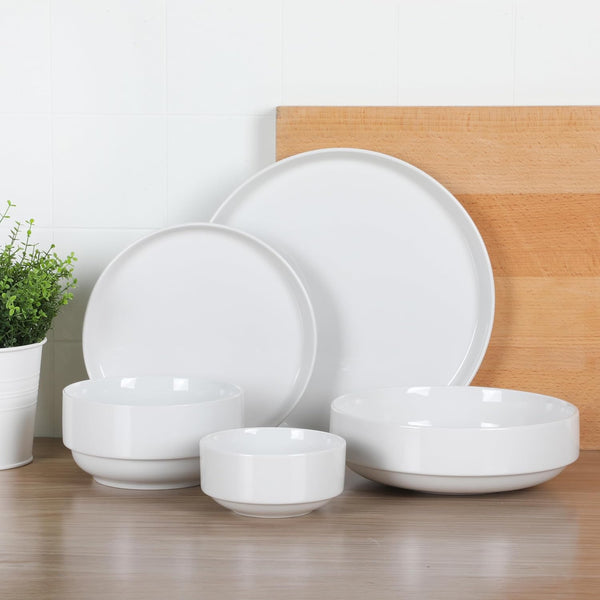 Gibson Home Gibson Home Rothernberg Stackable 40 Piece Service For 8 White Porcelain Plates And Bowls Set