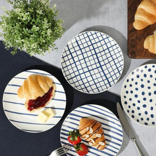 Gibson Home Gibson Home Seaboard Decorated White And Blue Porcelain Plates And Bowls Dinnerware Set