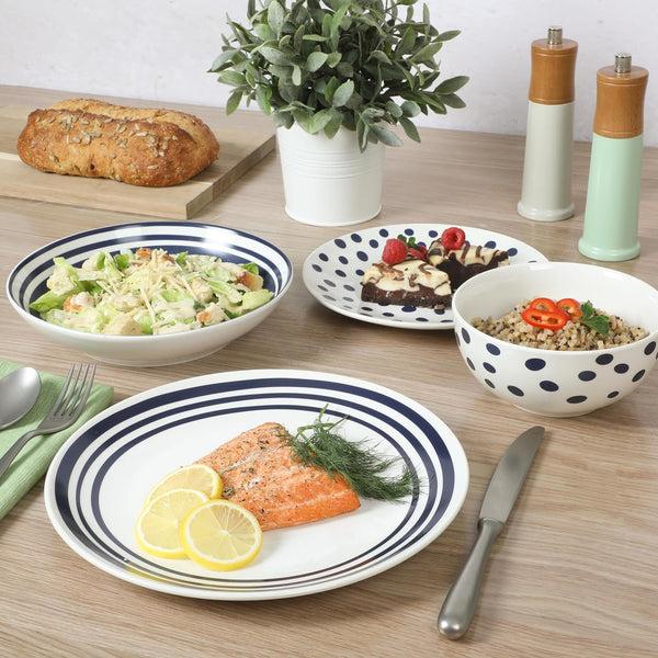 Gibson Home Gibson Home Seaboard Decorated White And Blue Porcelain Plates And Bowls Dinnerware Set