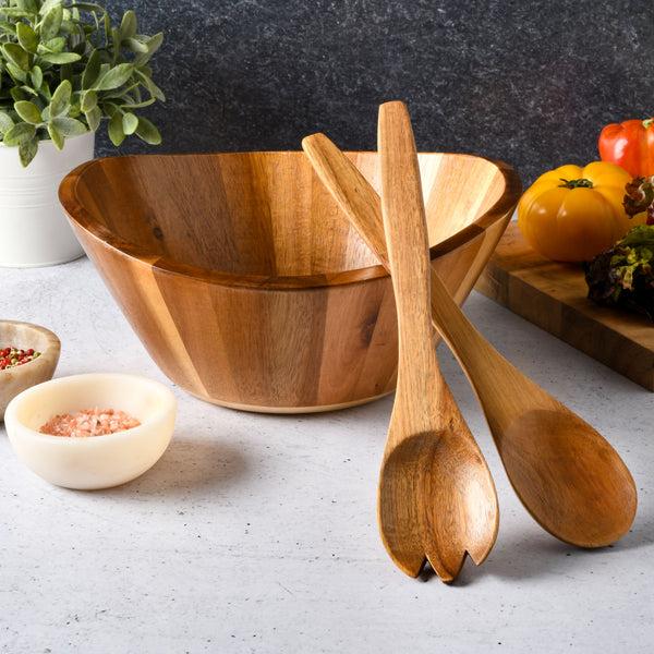Gibson Home Gibson Home Sherwood Salad Bowl W/ Matching Serving Spoon & Fork