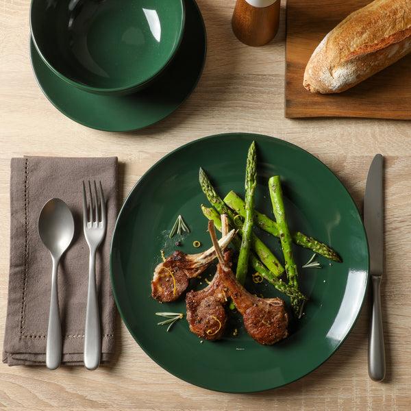 Gibson Home Gibson Home Simple Essential (Service For 4) Plates And Bowls Porcelain Solid Color Dishes Ceramic Dinnerware Set - Hunter Green