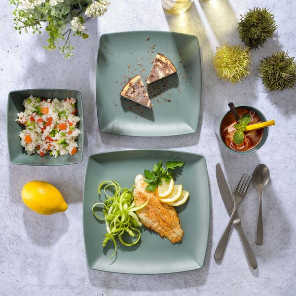 Gibson Home Gibson Home Soho Grayson Square 16-Piece Melamine Dinnerware Set - Green