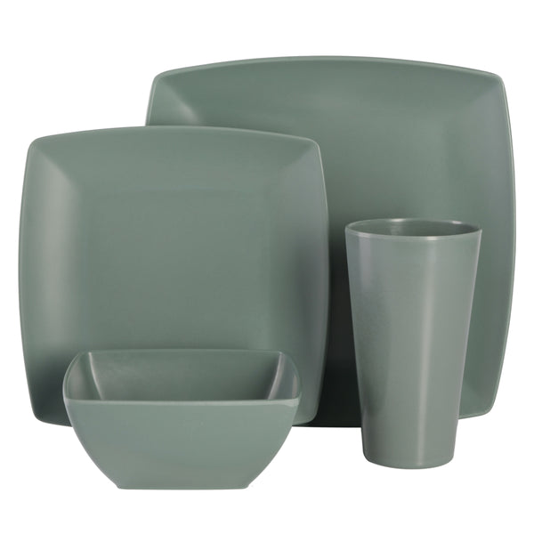 Gibson Home Gibson Home Soho Grayson Square 16-Piece Melamine Dinnerware Set - Green