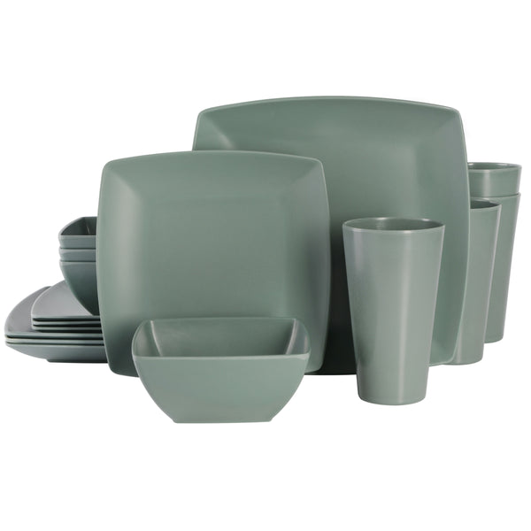 gibson home Gibson Home Soho Grayson Square 16-Piece Melamine Dinnerware Set - Green