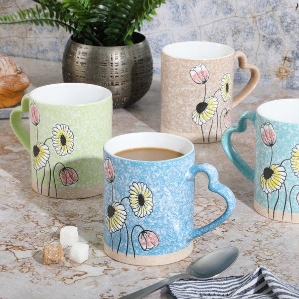 Gibson Home Gibson Home Sunbloom 4-Pack 16oz Stoneware Mugs W/ Heart Shaped Handles