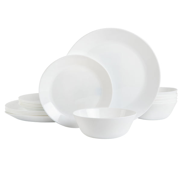 gibson home Gibson Home Ultra Round 18-Piece Opal Glass Dinnerware Set