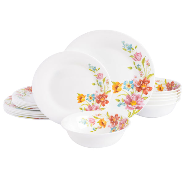 gibson home Gibson Home Ultra Round 18-Piece Opal Glass Dinnerware Set