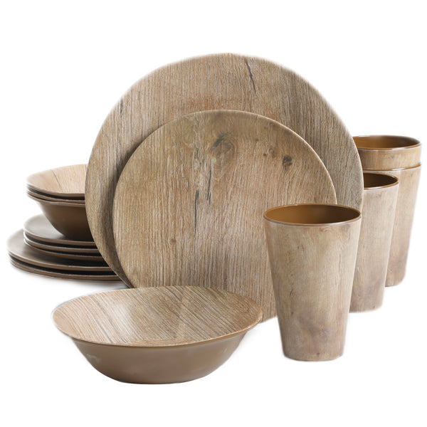 gibson home Gibson Home Woodlands Round 16-Piece Melamine Dinnerware Set