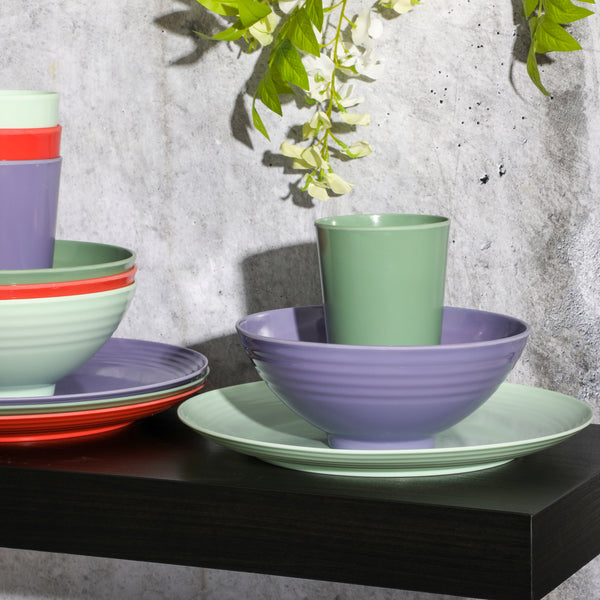 Gibson Home Gibson Home Zelly 12-Piece Coupe Embossed Melamine Dinnerware Set