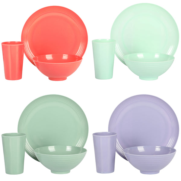 Gibson Home Gibson Home Zelly 12-Piece Coupe Embossed Melamine Dinnerware Set