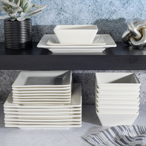 Gibson Home Gibson Home Zen Buffet Hard Square 24-Piece Porcelain Dinnerware Set