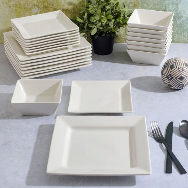 Gibson Home Gibson Home Zen Buffet Hard Square 24-Piece Porcelain Dinnerware Set