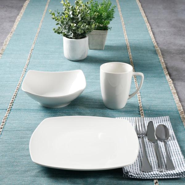 Gibson Home Gibson Home Zen Buffet (Service For 8) 24 Piece Plates And Bowls Porcelain Solid Color Dishes Ceramic Dinnerware Set - White