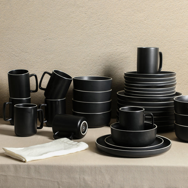 Gibson Home Gibson Home Zuma Nuevo 32 Piece Plates Bowls And Mug (Service For 8) Dinnerware Set - Black
