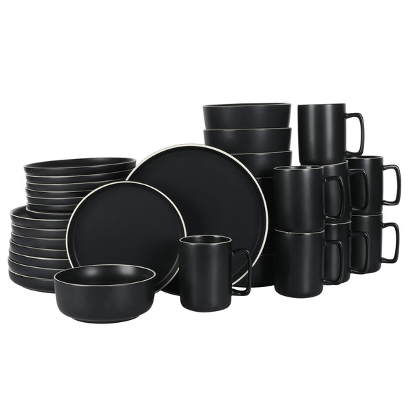 gibson home Gibson Home Zuma Nuevo 32 Piece Plates Bowls and Mug (Service for 8) Dinnerware Set - Black