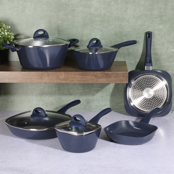 Gibson Home Gibson Soho Lounge 10-Piece Aluminum SquareDiamond-Infused Ceramic Non-Stick Induction Cookware Set