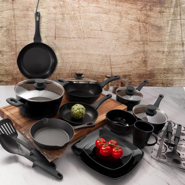 Gibson Home Gibson Soho Lounge 15-Piece Aluminum Cookware Set W/ Bakelite Handles And Glass Lids