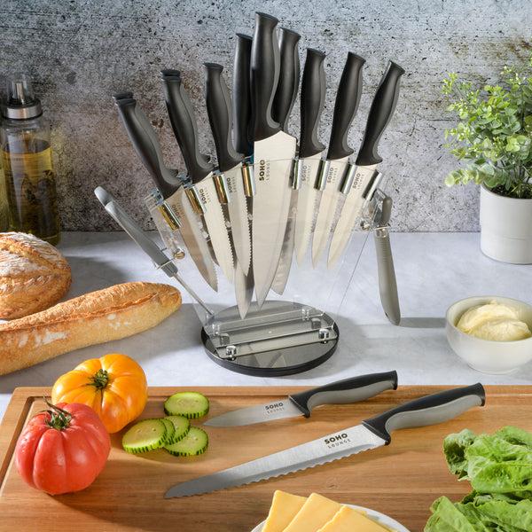 Gibson Home Gibson Soho Lounge 16-Piece Stainless Steel Kitchen Cutlery Knife Set W/ Acrylic Stand