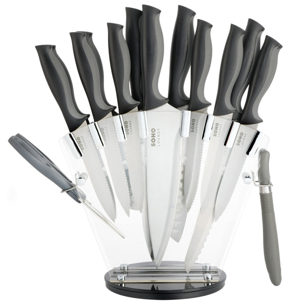 gibson home Gibson Soho Lounge 16-Piece Stainless Steel Kitchen Cutlery Knife Set w/ Acrylic Stand