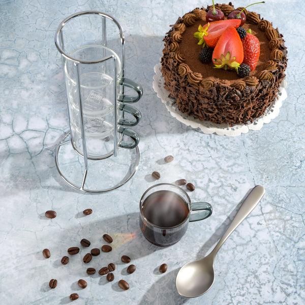 Gibson Home Gibson Soho Lounge 4-Pack 3.8oz Glass Espresso Cup Set W/ Rack