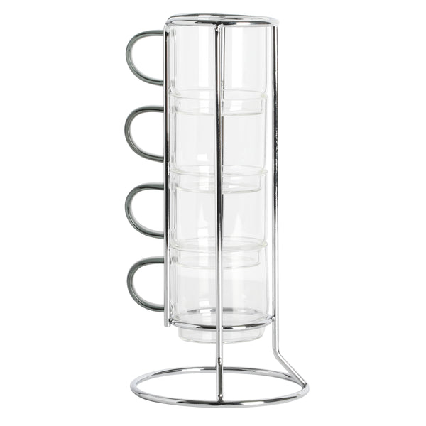 gibson home Gibson Soho Lounge 4-Pack 3.8oz Glass Espresso Cup Set w/ Rack