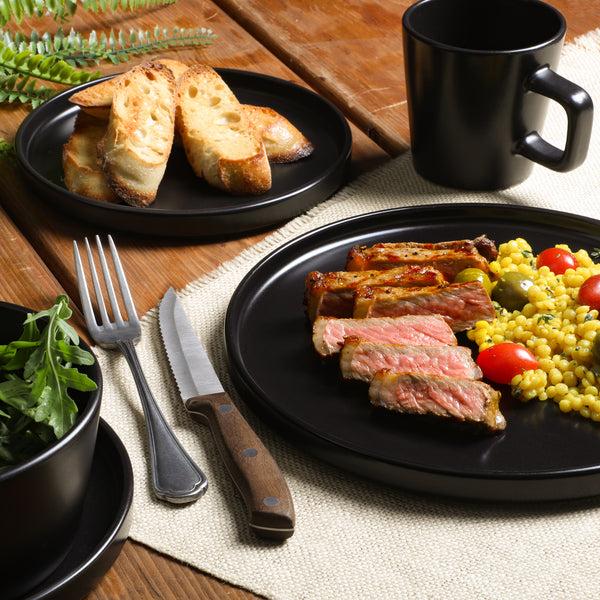 Gibson Home Gibson Soho Lounge Bowery 32 Piece Matte Black Stoneware Dinnerware Plates Bowls And Mugs Set - Service For 8