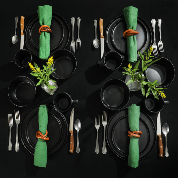 Gibson Home Gibson Soho Lounge Bowery 32 Piece Matte Black Stoneware Dinnerware Plates Bowls And Mugs Set - Service For 8