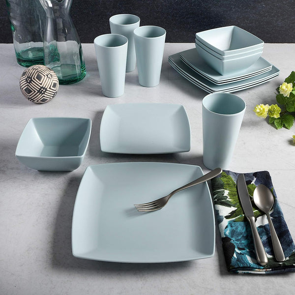 Gibson Home Gibson Soho Lounge Grayson Square 16-Piece Melamine Dinnerware Set
