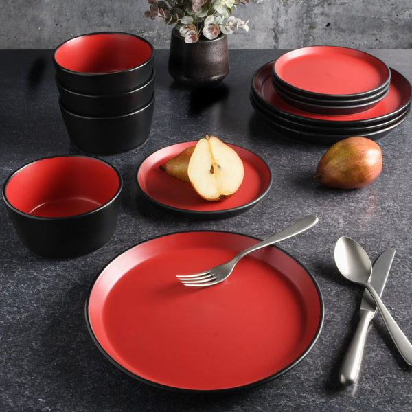 Gibson Home Gibson Soho Lounge Sofia 12-Piece Coupe Matte Glaze Stoneware Dinnerware Set