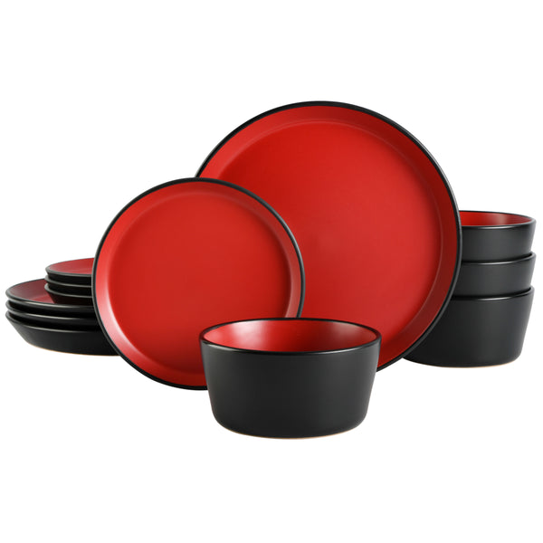 gibson home Gibson Soho Lounge Sofia 12-Piece Coupe Matte Glaze Stoneware Dinnerware Set