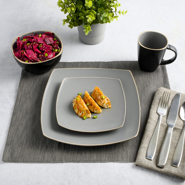 Gibson Home Gibson Soho Lounge Square 16-Piece Matte Stoneware Dinnerware Set