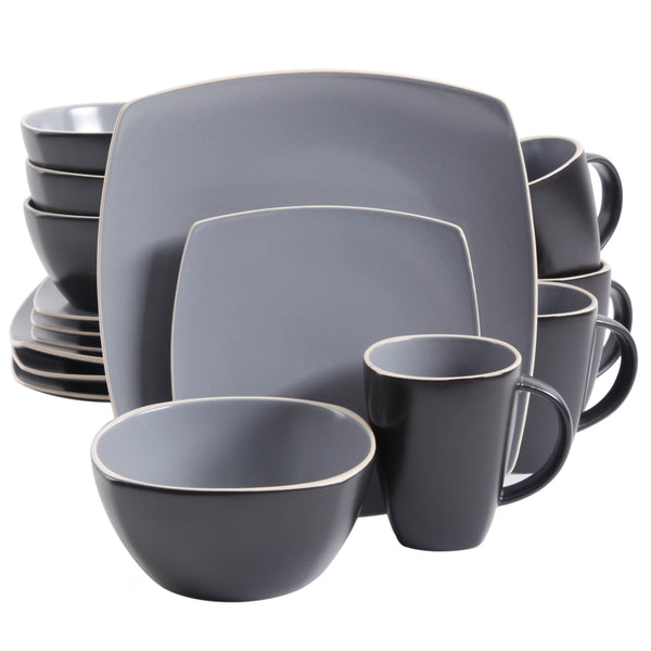 gibson home Gibson Soho Lounge Square 16-Piece Matte Stoneware Dinnerware Set