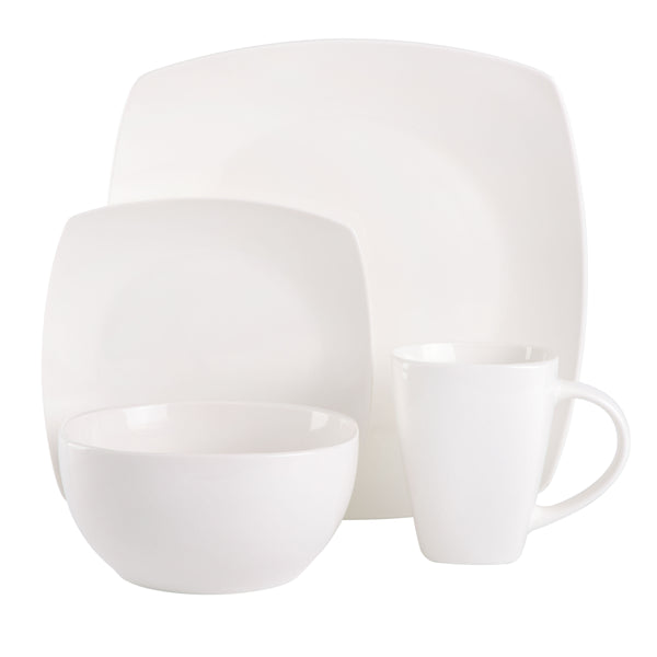 Gibson Home Gibson Soho Lounge Square 16-Piece Porcelain Dinnerware Set - White