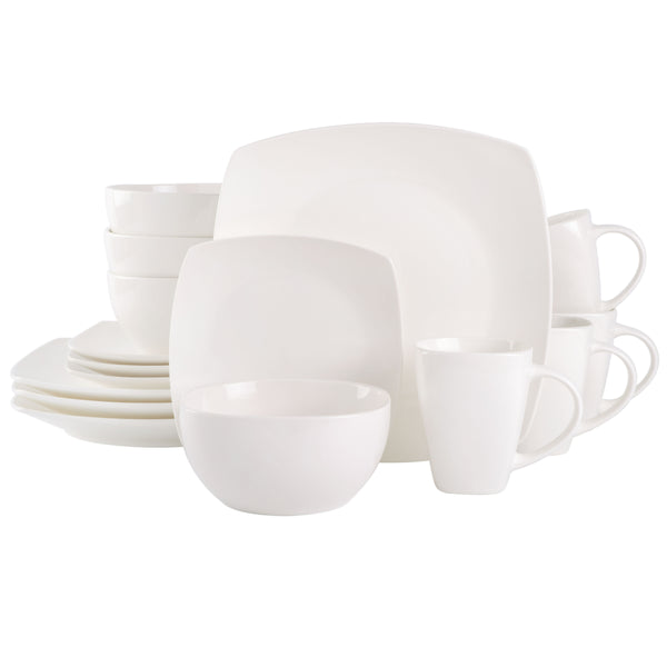 gibson home Gibson Soho Lounge Square 16-Piece Porcelain Dinnerware Set - White