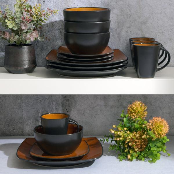 Gibson Home Gibson Soho Lounge Square 16-Piece Stoneware Dinnerware Set