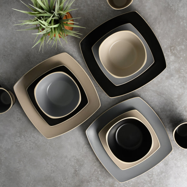 Gibson Home Gibson Soho Lounge Square Matte Stoneware 18-Piece Dinnerware Set