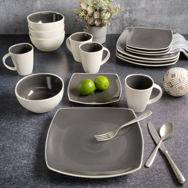 Gibson Home Gibson Soho Lounge White Square 16-Piece Stoneware Dinnerware Set